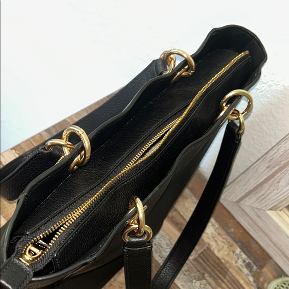 Coach Black Leather Tote with Signature Logo - Picture 9 of 12